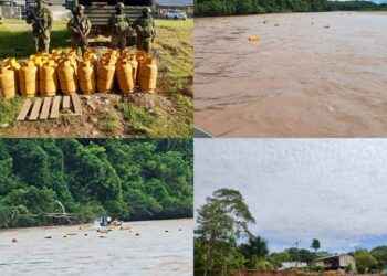 Militares decomisan tanques de GLP en el río San Miguel