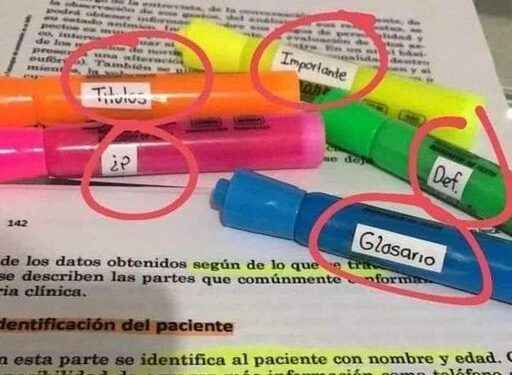 Una manera de usar los resaltadores