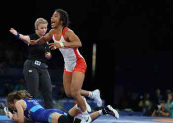 La tigra en la final de Lucha Olímpica.