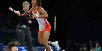 La tigra en la final de Lucha Olímpica.