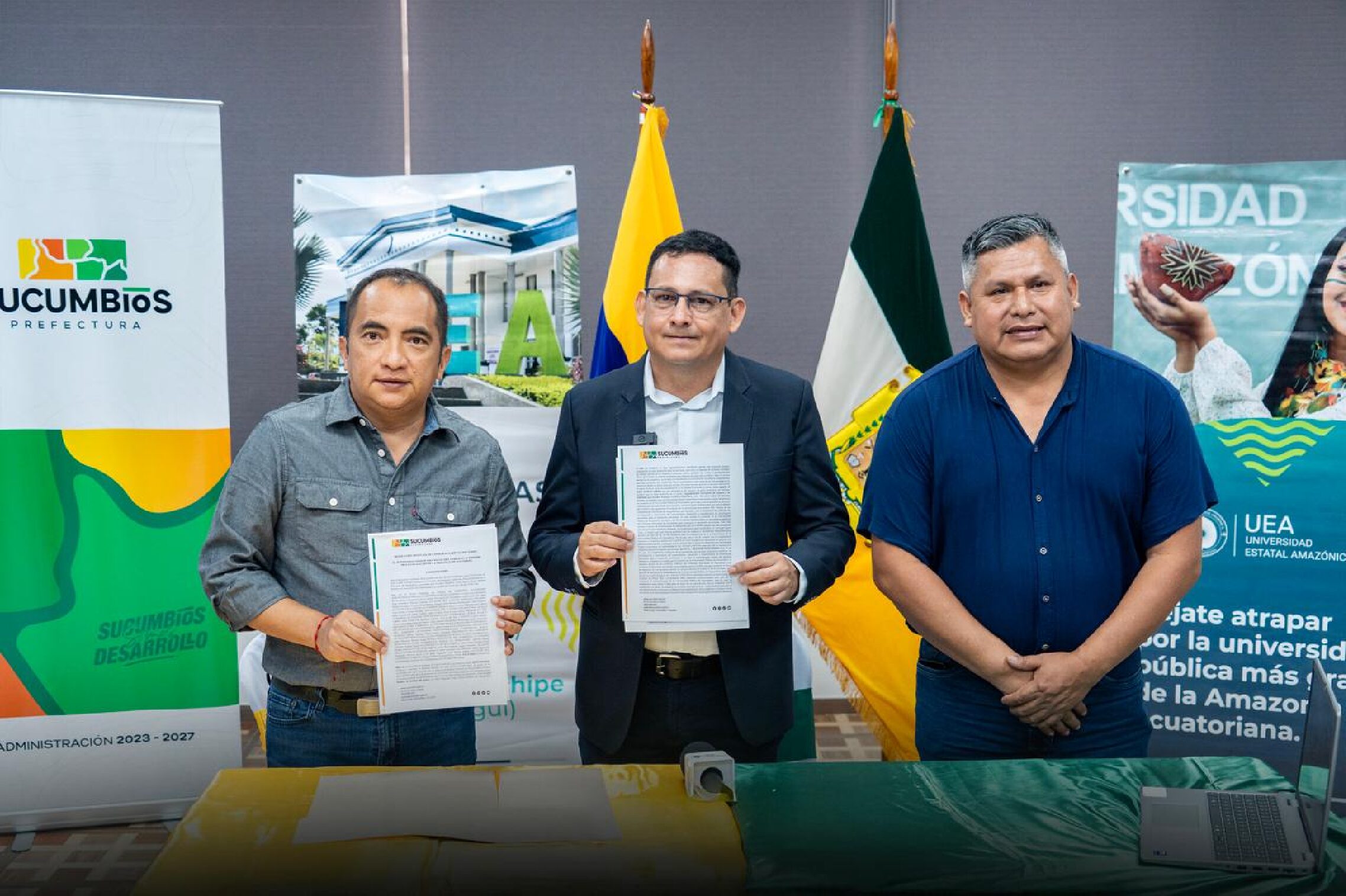 Prefecto Yofre Poma oficializa donación de 20 hectáreas para la construcción de la Universidad Estatal del Sucumbíos