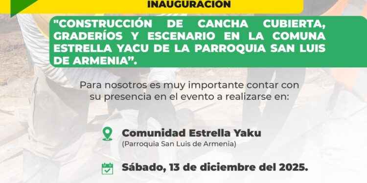 Municipalidad de Francisco de Orellana inaugura cancha cubierta en Estrella Yaku para impulsar el deporte y la integración comunitaria