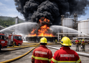 Incendio controlado se registra en la Refinería de Esmeraldas; operaciones continúan con normalidad