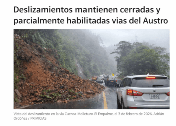 Deslizamientos complican el tránsito entre Azuay, Guayas y El Oro