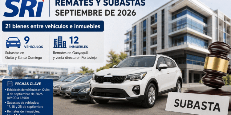 SRI SUBASTARÁ Y REMATARÁ 21 VEHÍCULOS E INMUEBLES DURANTE SEPTIEMBRE